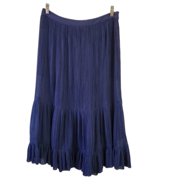 Reiss Womens Midi Skirt 8 Blue Pleated Fredalina Flowy Hippie Boho Bohemian - Picture 1 of 9